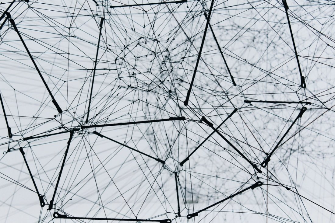 A network of black and white lines.