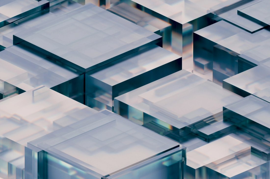 Translucent cubes stacked.
