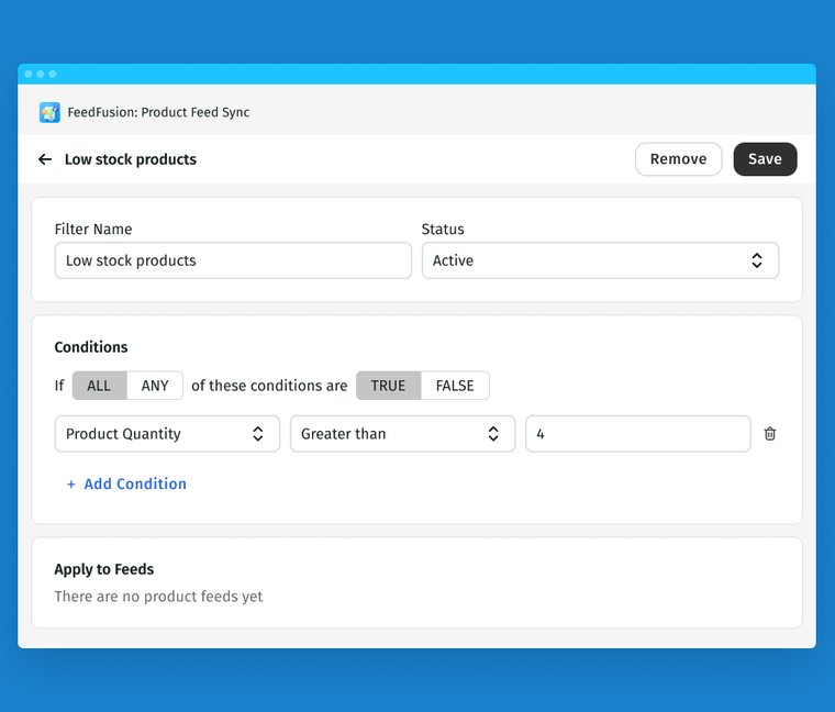 Filtering option in FeedFusion