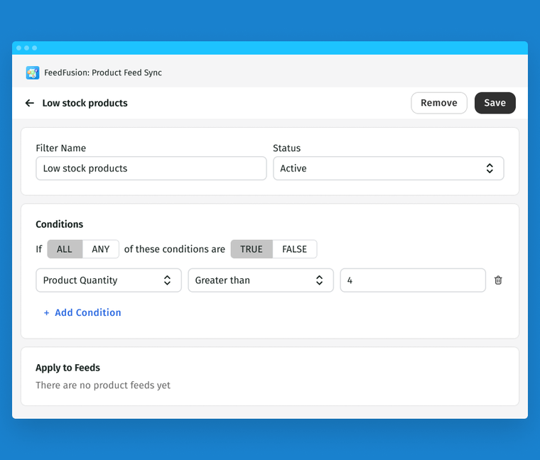 Filtering option in FeedFusion