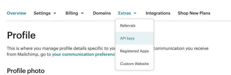 MailChimp generate API key