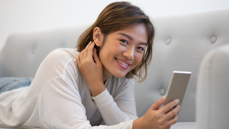 Satisfied smartphone user