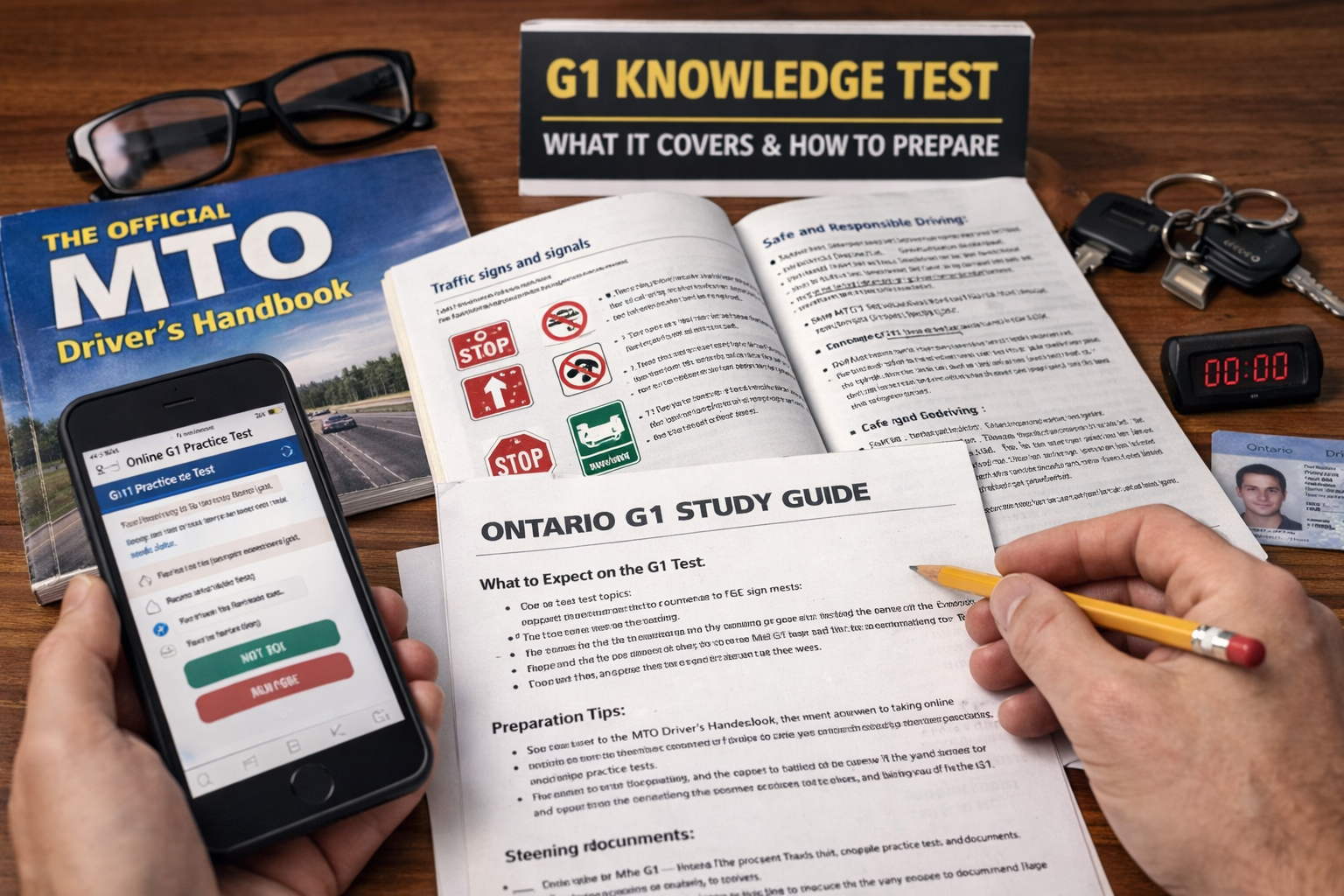 Ontario G1 knowledge test study guide showing what the test covers and how to prepare