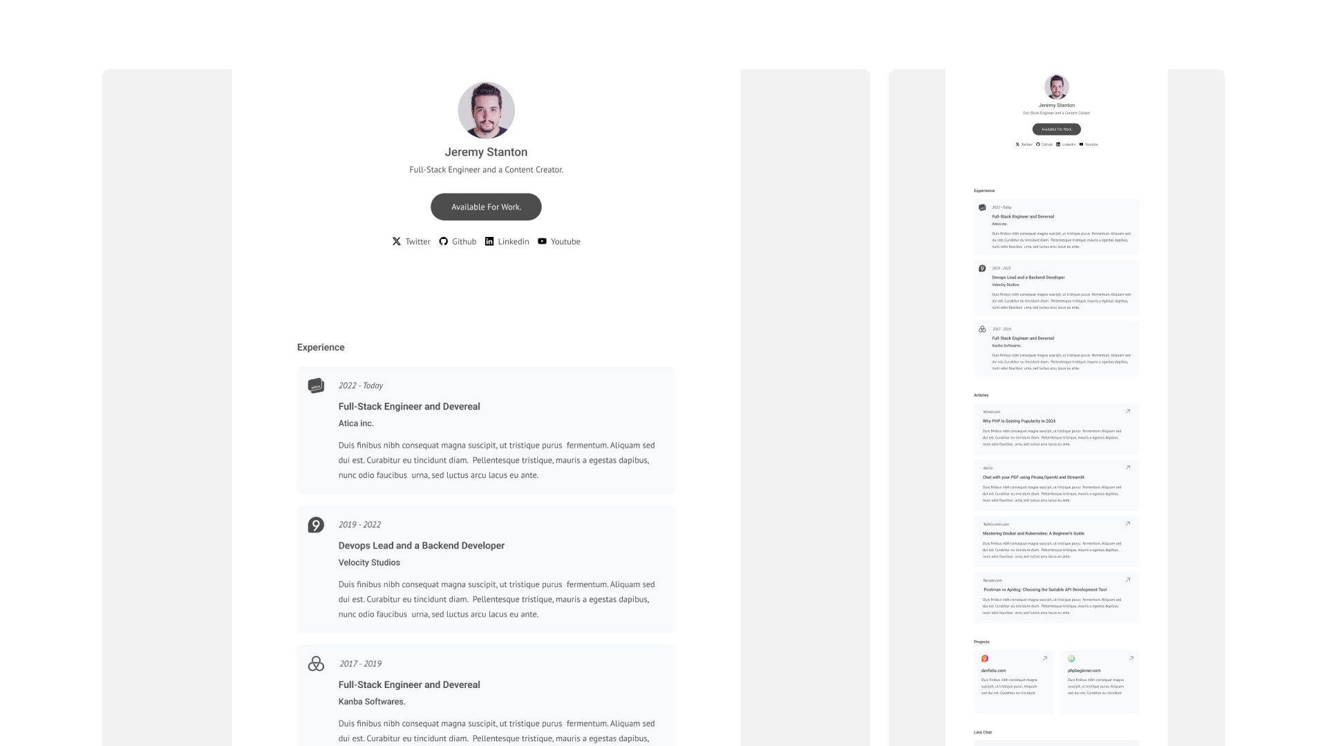 Vesper - Minimalist Portfolio Website Template