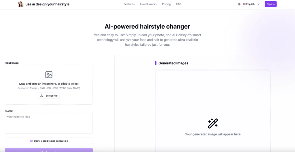 image of AI-powered hairstyle changer
