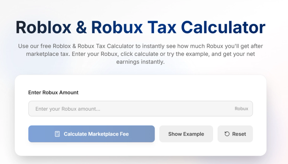 image of Roblox Tax Calculator
