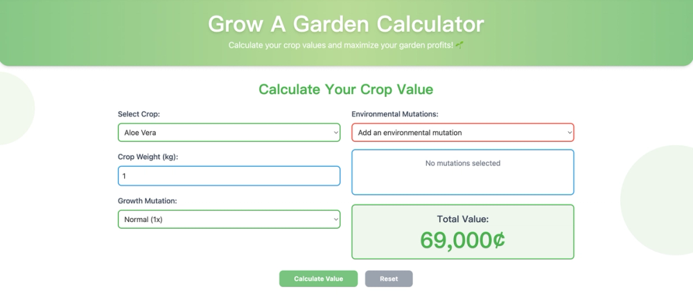 image of Grow A Garden Calcultor