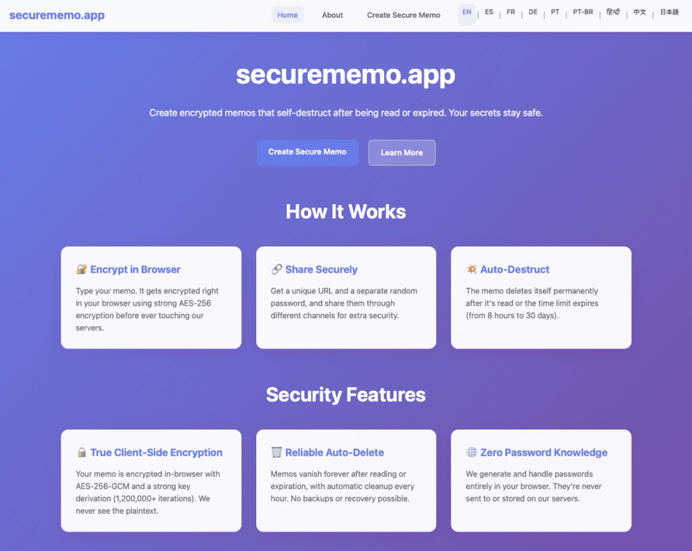 image of securememo.app