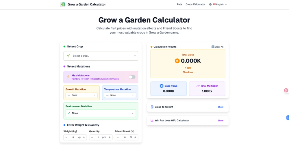 image of Grow a Garden Calculator