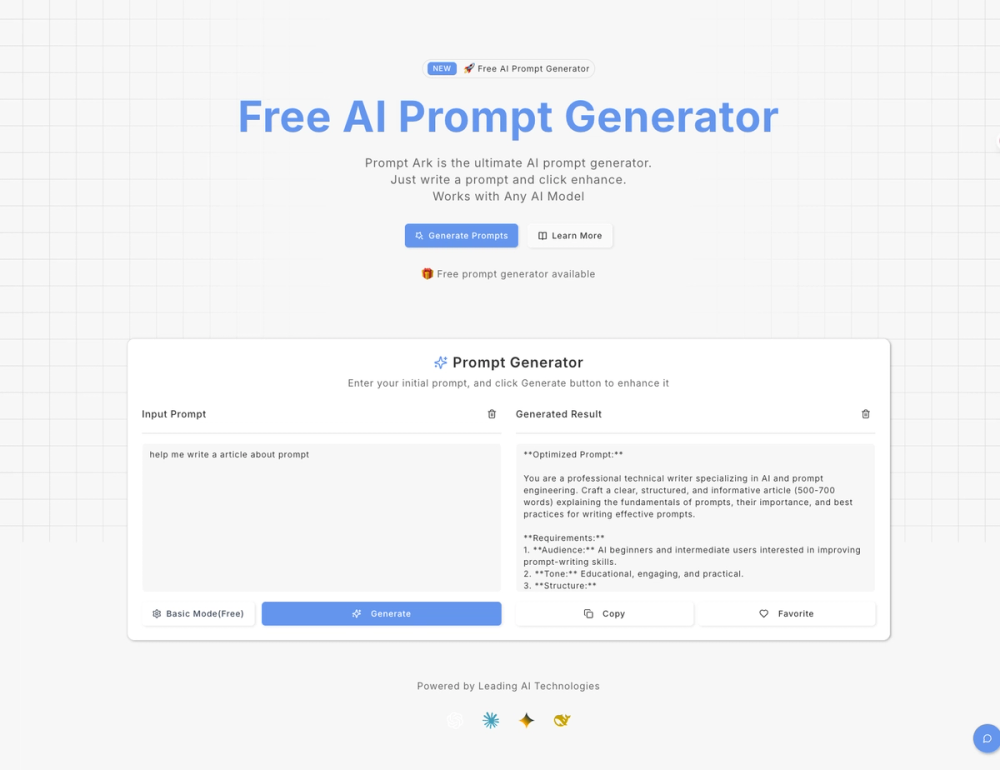 image of AI Prompt Generator - Prompt Ark image of AI Prompt Generator - Prompt Ark