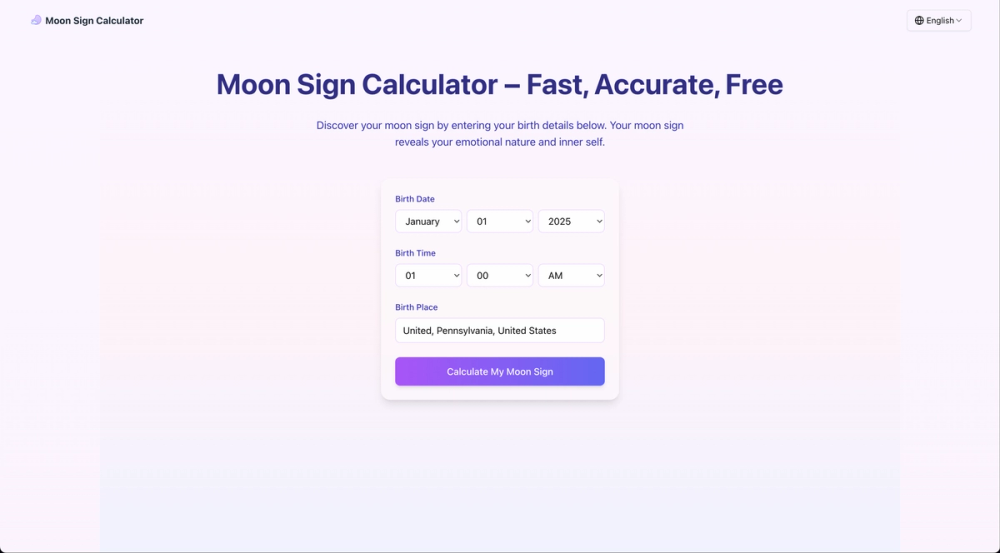 image of Moon Sign Calculator