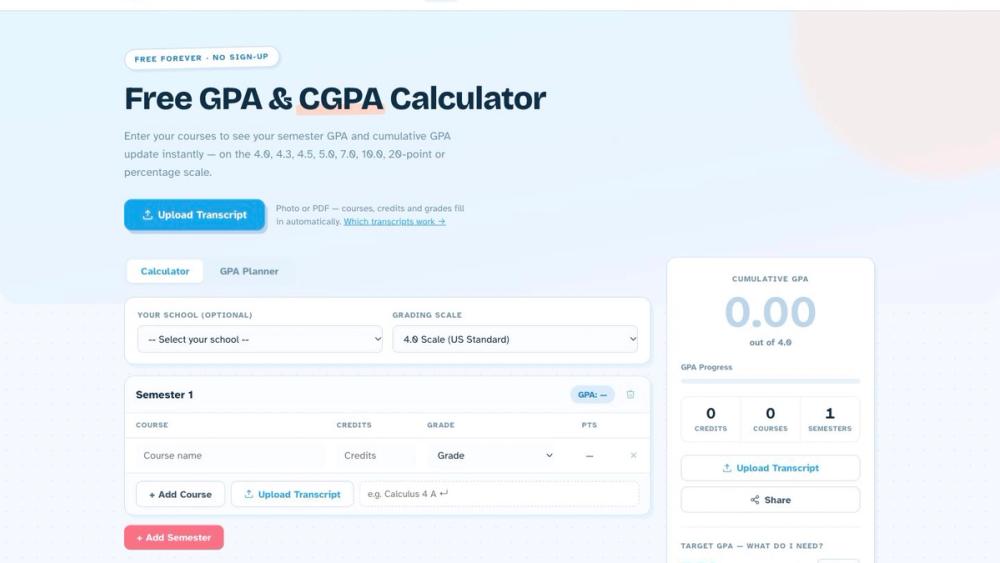 image of Free GPA Calculator