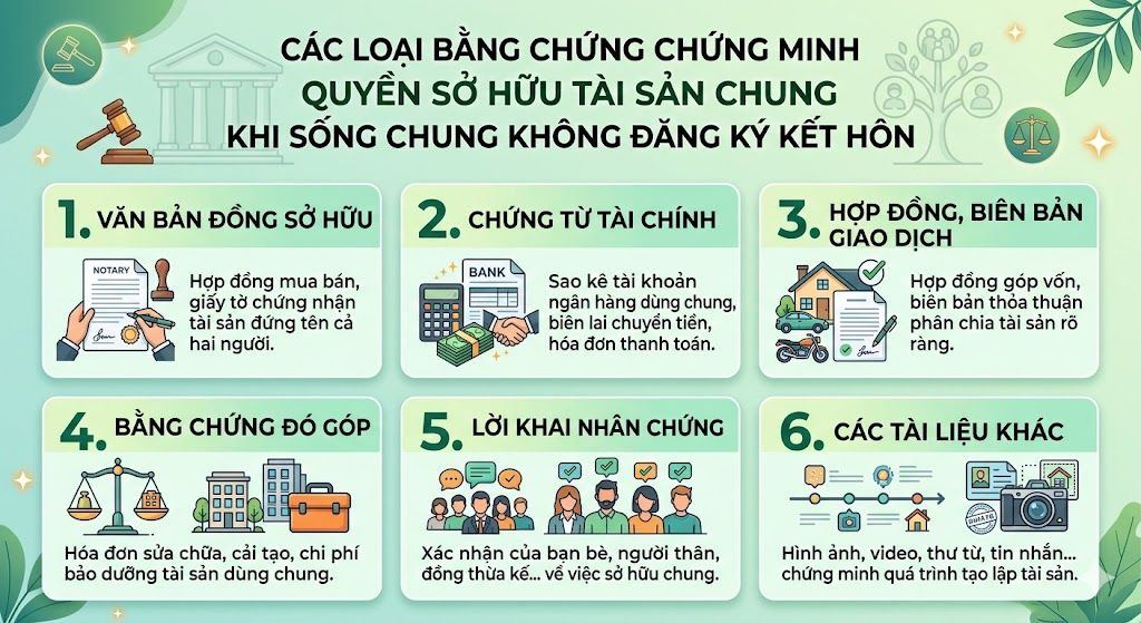 Cách chứng minh tài sản chung khi sống chung không đăng ký kết hôn - bằng chứng hợp lệ trước tòa án - N.H Legal