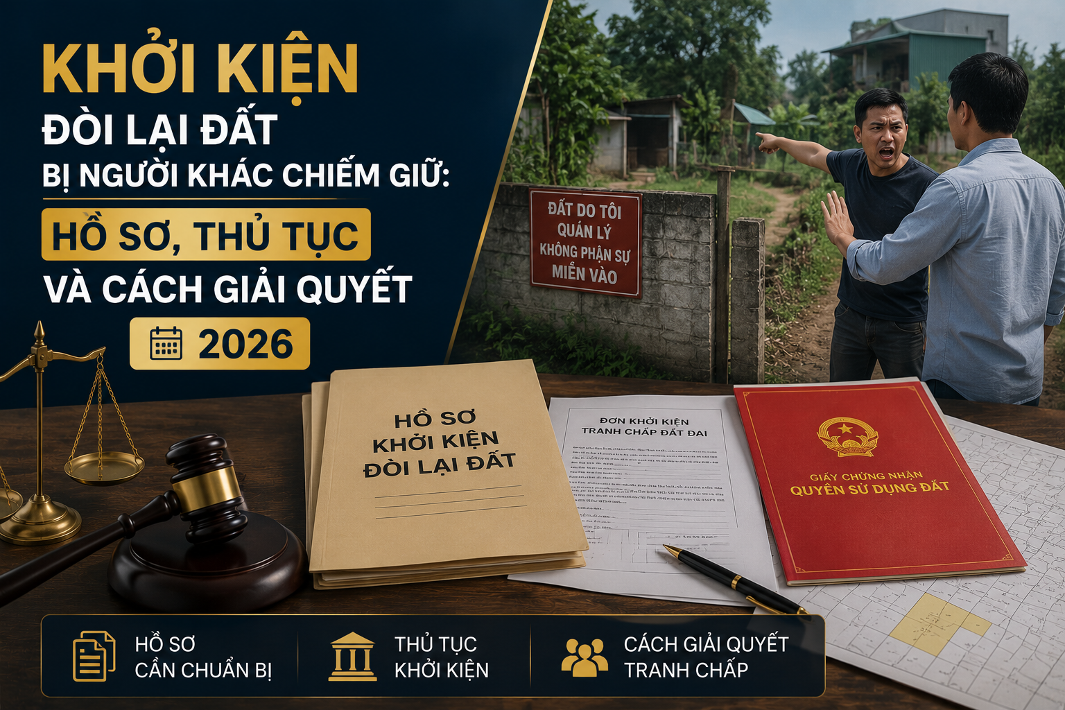 Khởi Kiện Đòi Lại Đất Bị Người Khác Chiếm Giữ: Hồ Sơ, Thủ Tục Và Cách Giải Quyết 2026