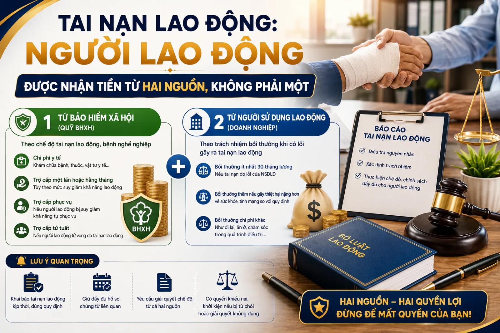 Tai Nạn Lao Động: Người Lao Động Được Nhận Tiền Từ Hai Nguồn, Không Phải Một