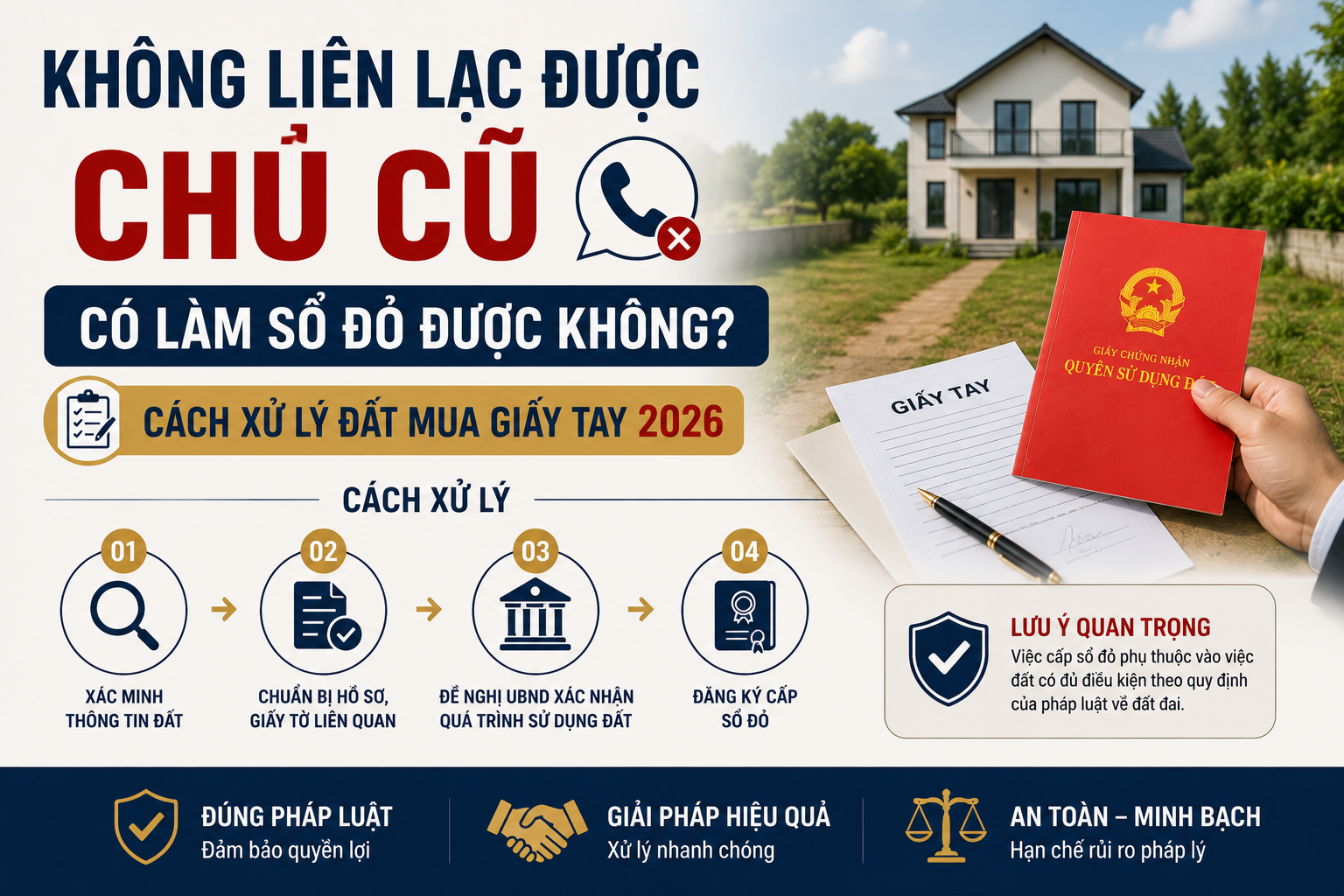 Không Liên Lạc Được Chủ Cũ Có Làm Sổ Đỏ Được Không? Cách Xử Lý Đất Mua Giấy Tay 2026