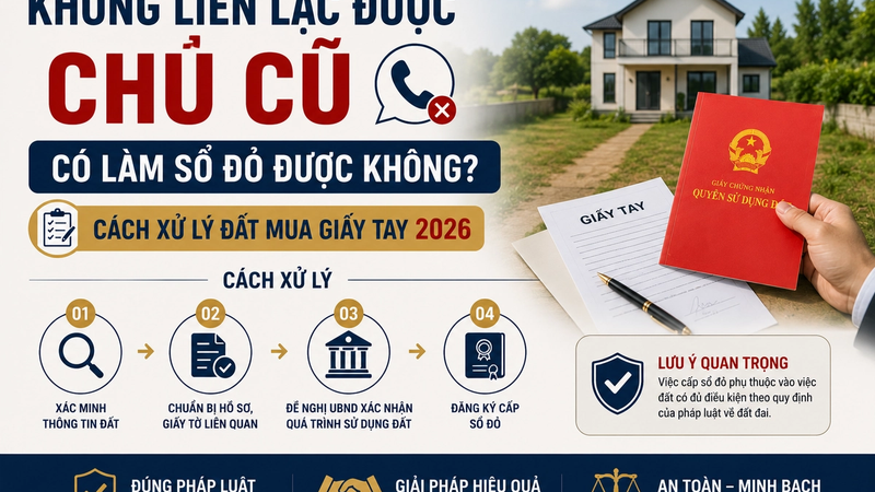 Không Liên Lạc Được Chủ Cũ Có Làm Sổ Đỏ Được Không? Cách Xử Lý Đất Mua Giấy Tay 2026