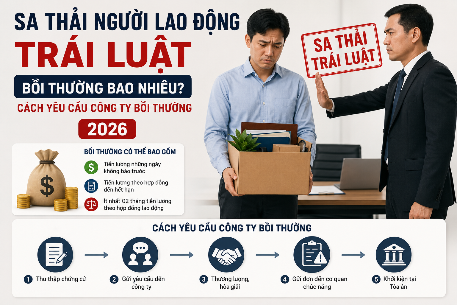 Sa Thải Người Lao Động Trái Luật Bồi Thường Bao Nhiêu? Cách Yêu Cầu Công Ty Bồi Thường 2026