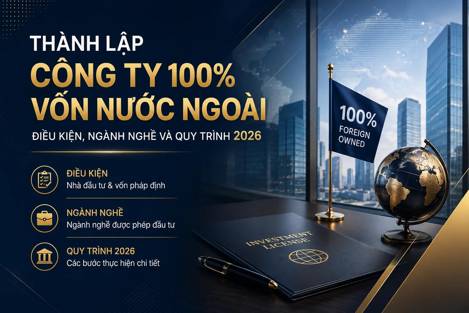 Thành Lập Công Ty 100% Vốn Nước Ngoài: Điều Kiện, Ngành Nghề Và Quy Trình 2026