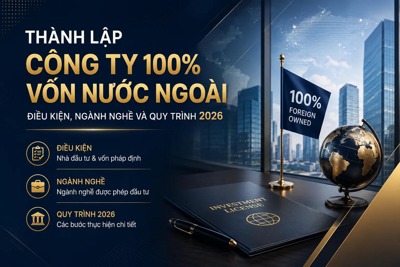 Thành Lập Công Ty 100% Vốn Nước Ngoài: Điều Kiện, Ngành Nghề Và Quy Trình 2026