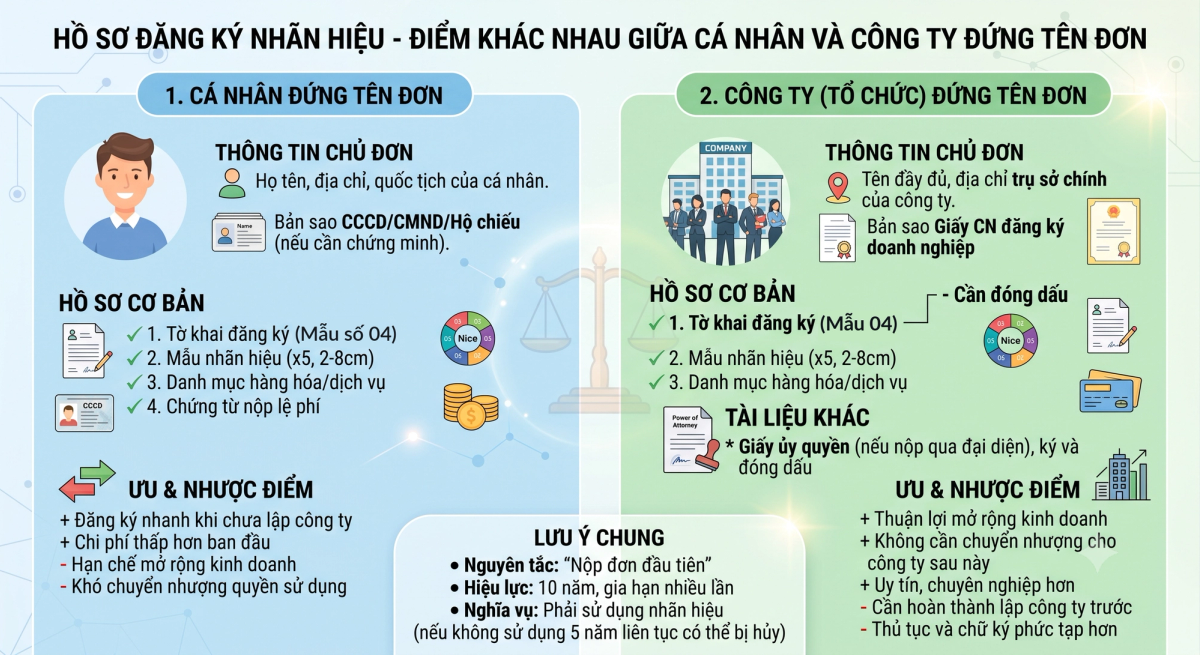 Hồ sơ đăng ký nhãn hiệu cá nhân và công ty theo Luật Sở hữu trí tuệ 2025 - N.H Legal