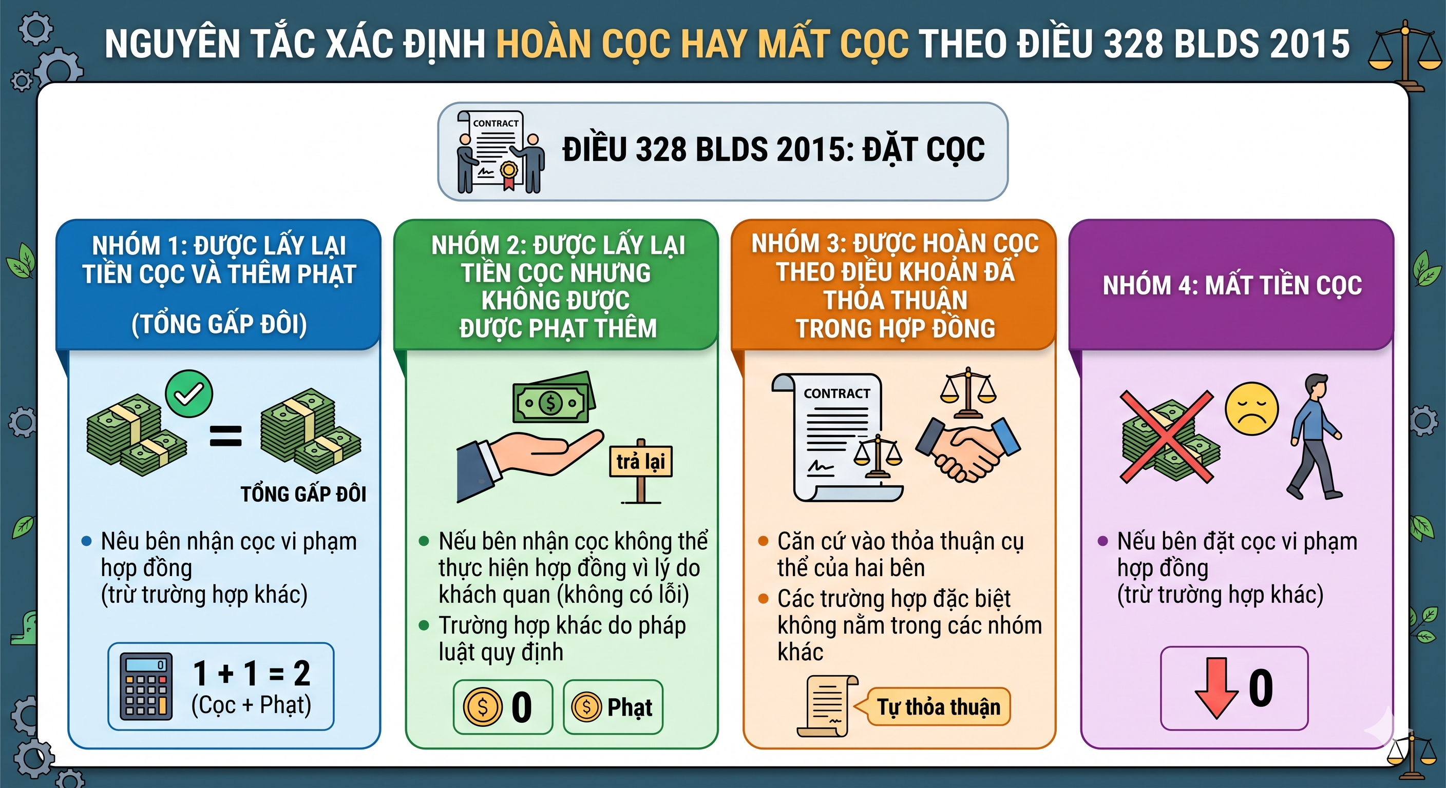 Các trường hợp được hoàn cọc và mất cọc khi mua bán nhà đất theo Điều 328 BLDS 2015