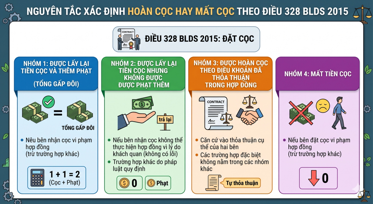 Các trường hợp được hoàn cọc và mất cọc khi mua bán nhà đất theo Điều 328 BLDS 2015