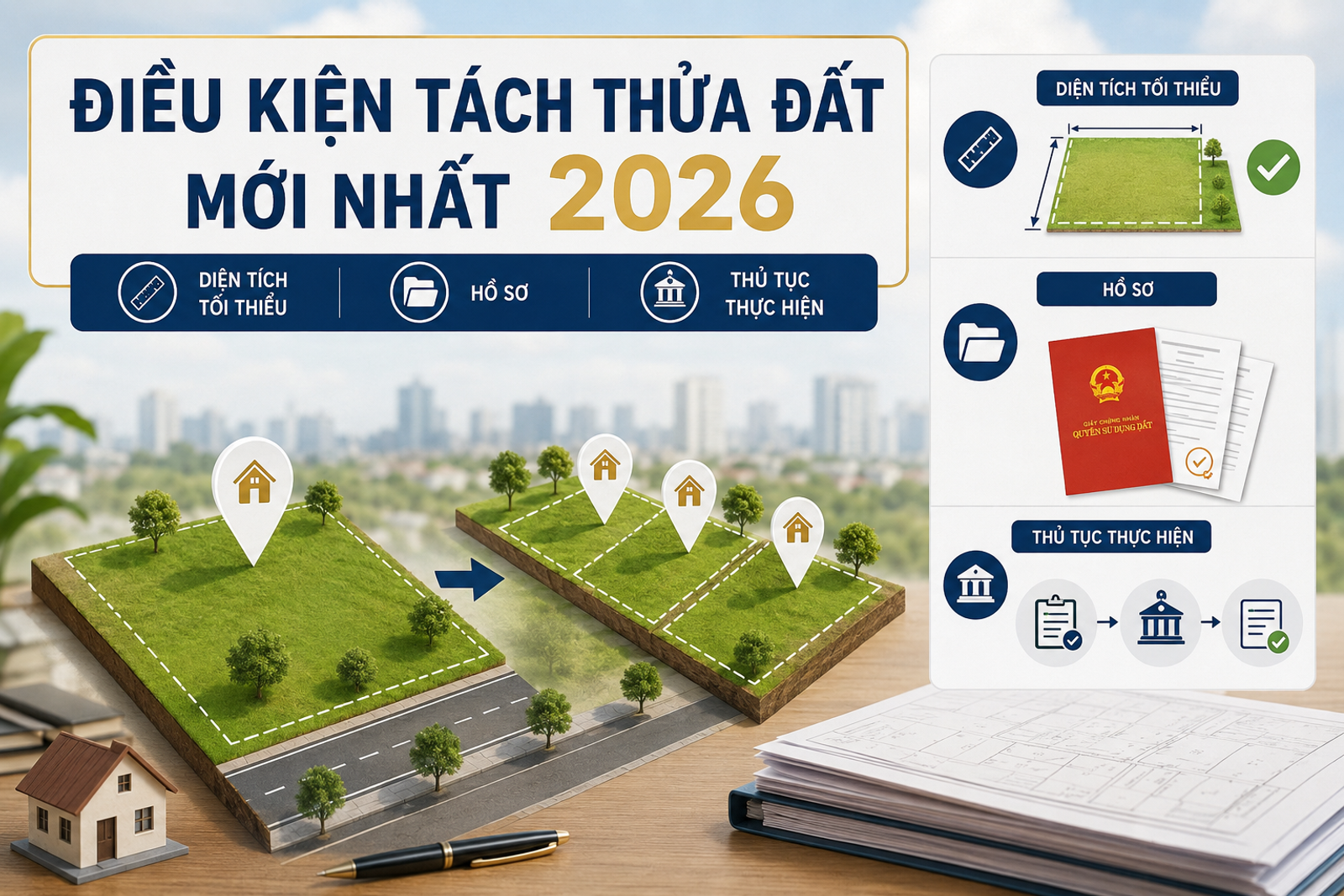 Điều Kiện Tách Thửa Đất Mới Nhất 2026: Diện Tích Tối Thiểu, Hồ Sơ Và Thủ Tục Thực Hiện