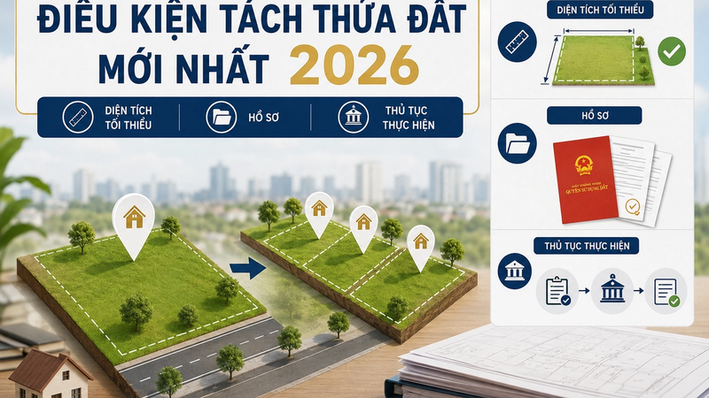 Điều Kiện Tách Thửa Đất Mới Nhất 2026: Diện Tích Tối Thiểu, Hồ Sơ Và Thủ Tục Thực Hiện