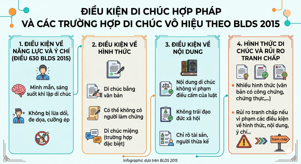 Điều kiện di chúc hợp pháp theo pháp luật - các trường hợp di chúc vô hiệu theo BLDS 2015