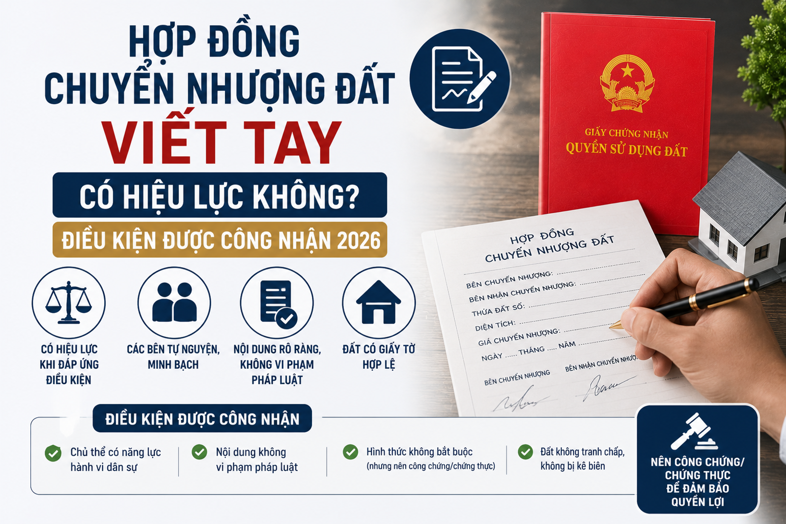 Hợp Đồng Chuyển Nhượng Đất Viết Tay Có Hiệu Lực Không? Điều Kiện Được Công Nhận 2026