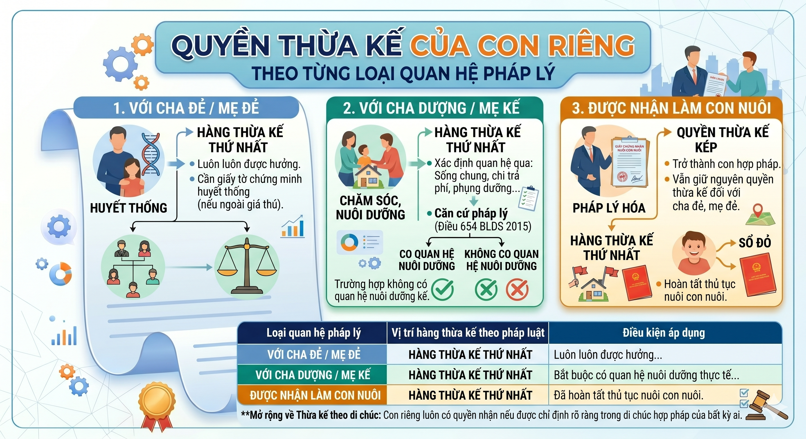 Quyền thừa kế của con riêng theo pháp luật Việt Nam 2026 - phân tích theo BLDS 2015