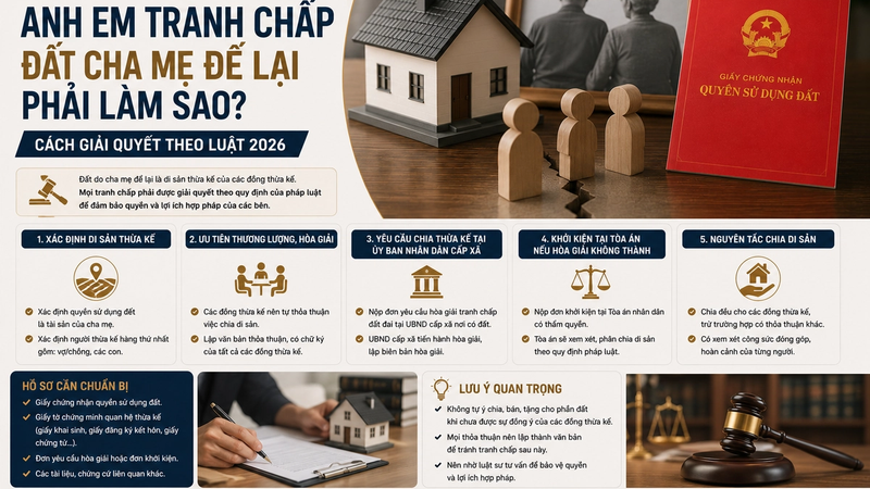 Anh Em Tranh Chấp Đất Cha Mẹ Để Lại Phải Làm Sao? Cách Giải Quyết Theo Luật 2026