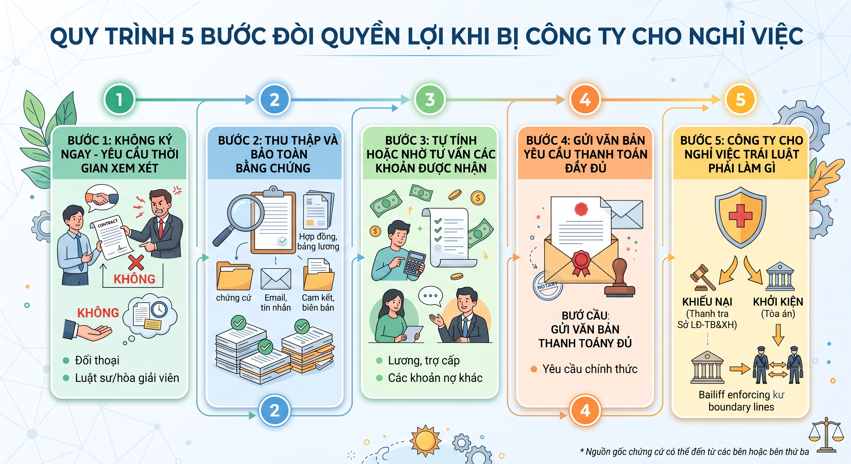 Quy trình đòi quyền lợi khi bị công ty cho nghỉ việc từng bước