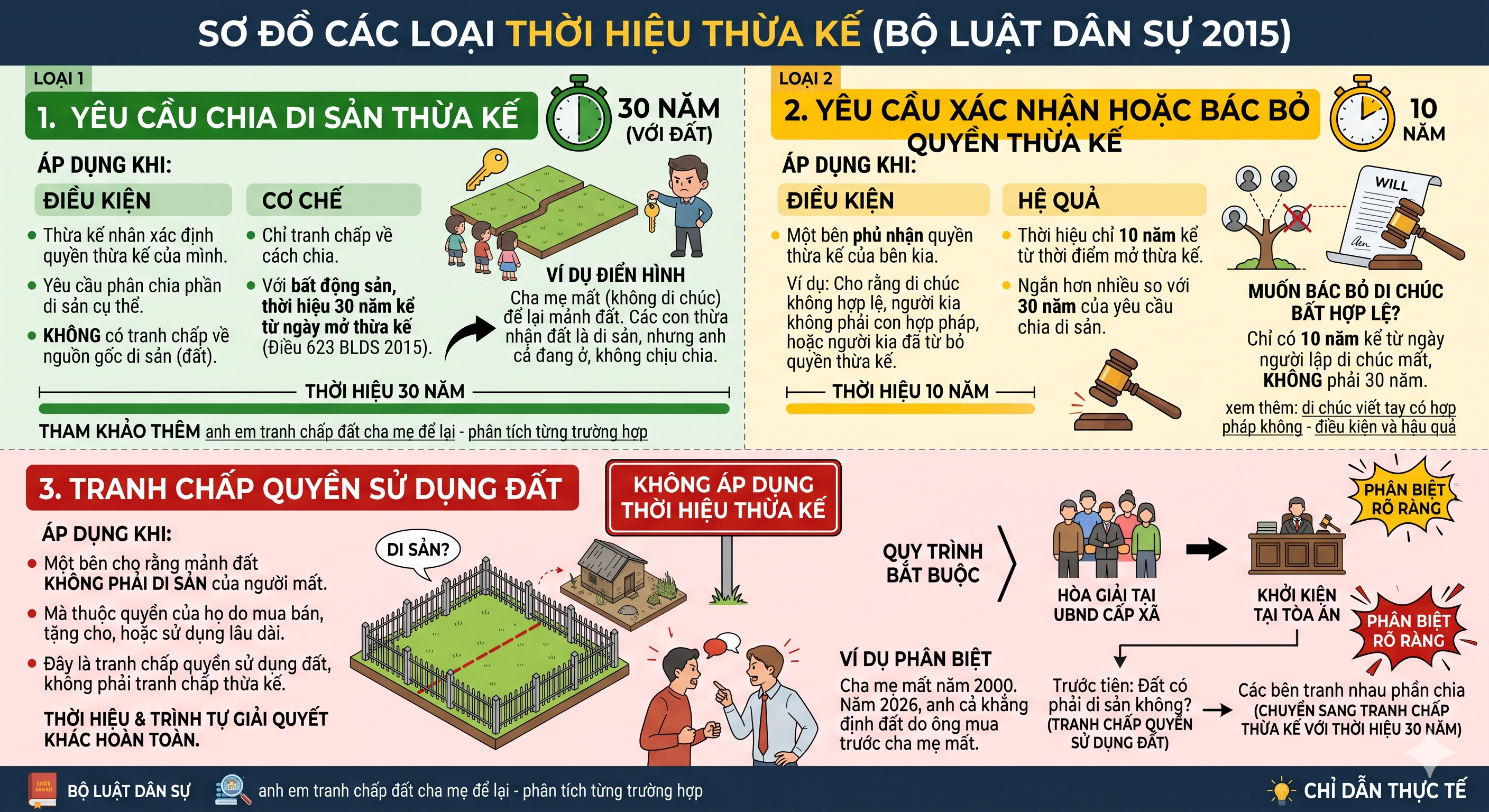 Các mốc thời hiệu thừa kế đất đai theo BLDS 2015