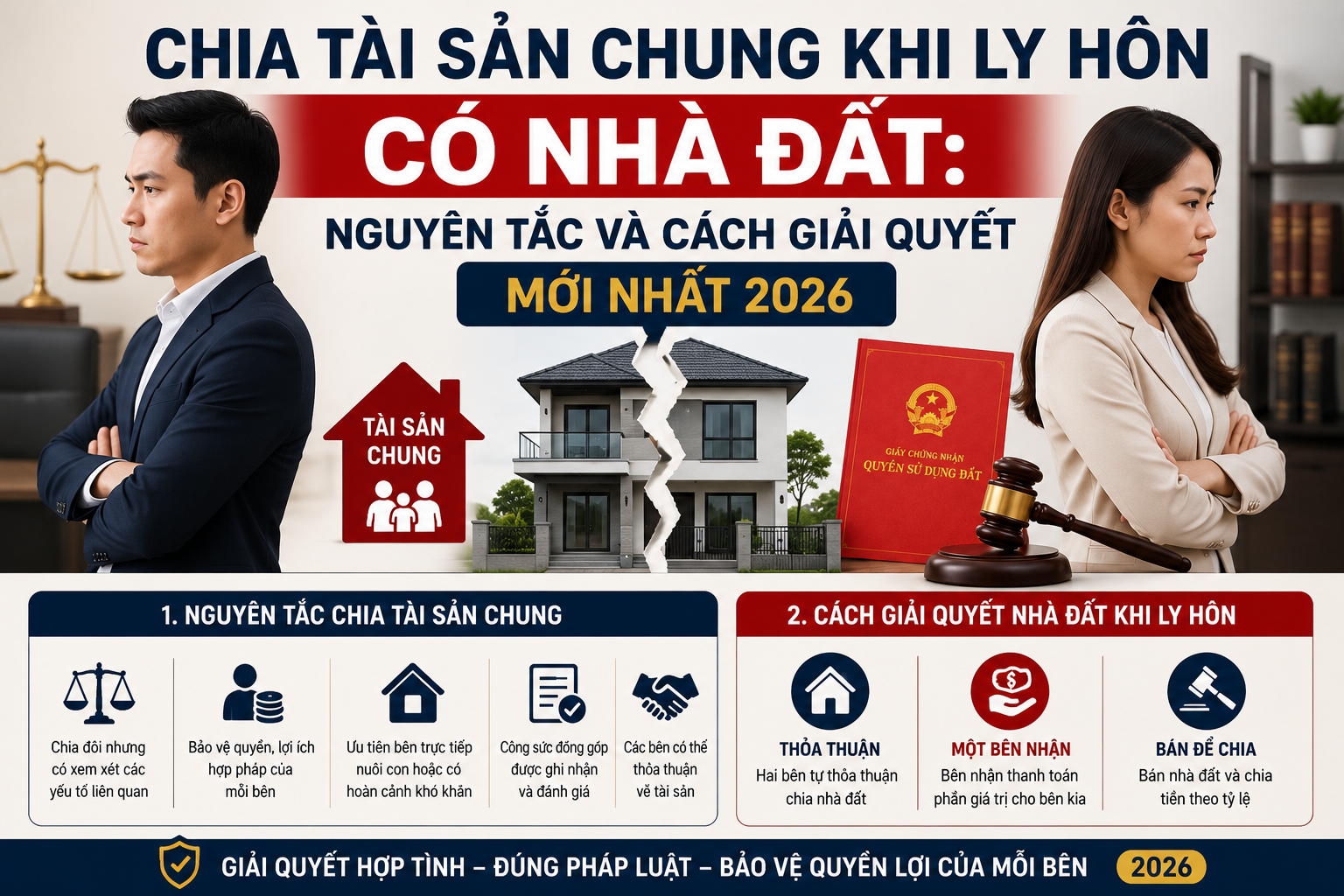 Chia Tài Sản Chung Khi Ly Hôn Có Nhà Đất: Nguyên Tắc Và Cách Giải Quyết Mới Nhất 2026