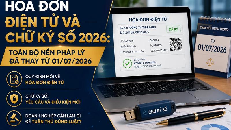 Hóa Đơn Điện Tử Và Chữ Ký Số 2026: Toàn Bộ Nền Pháp Lý Đã Thay Từ 01/07/2026