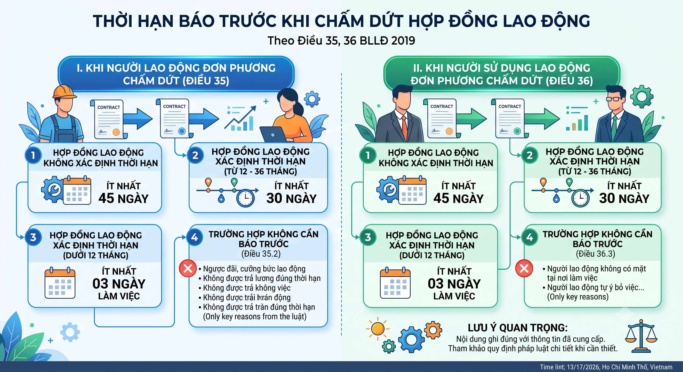 Bảng thời hạn báo trước khi chấm dứt hợp đồng lao động 2026
