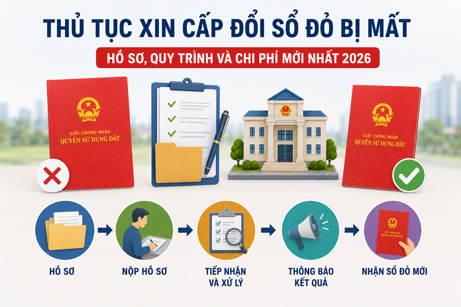 Thủ Tục Xin Cấp Đổi Sổ Đỏ Bị Mất: Hồ Sơ, Quy Trình Và Chi Phí Mới Nhất 2026