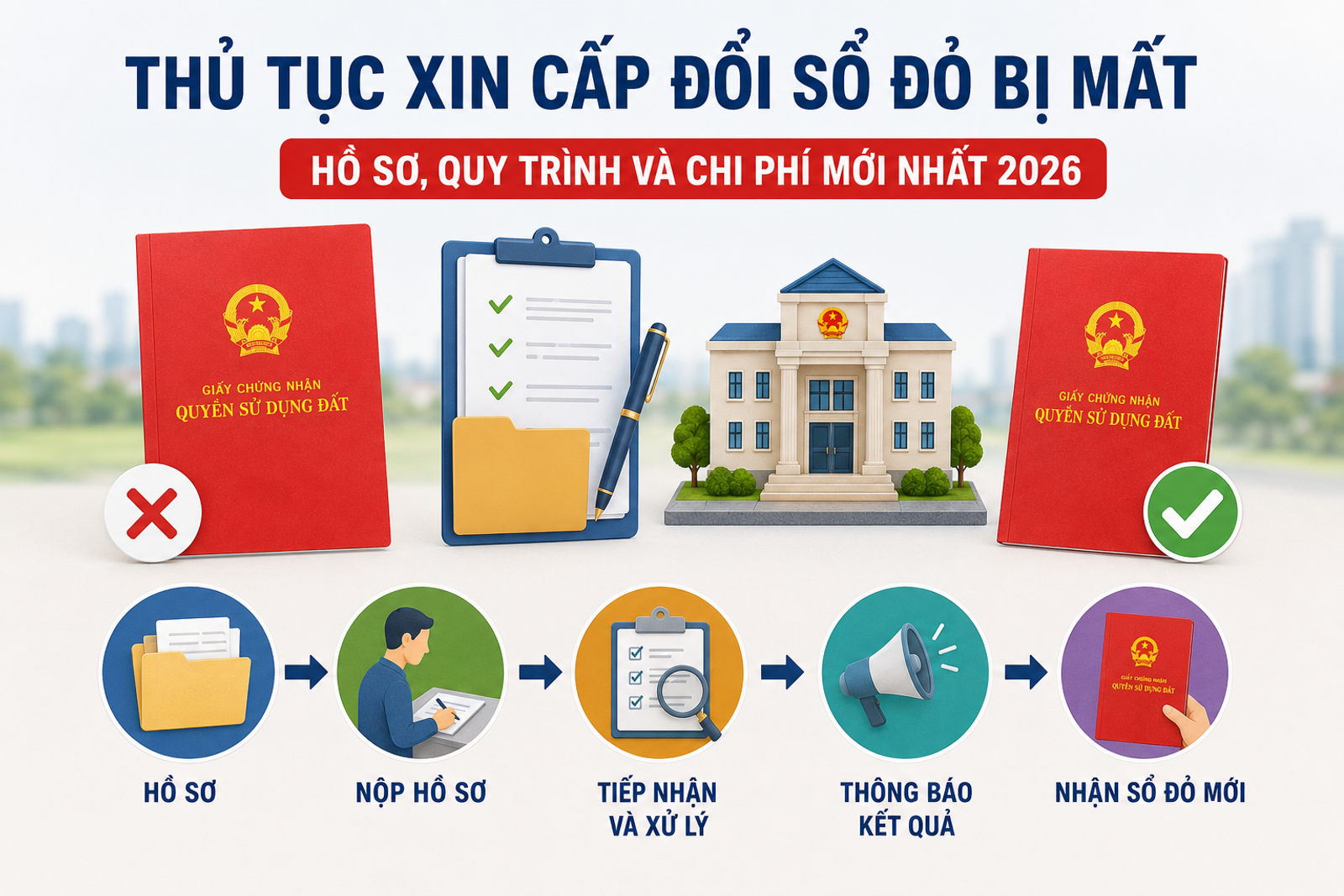 Thủ Tục Xin Cấp Đổi Sổ Đỏ Bị Mất: Hồ Sơ, Quy Trình Và Chi Phí Mới Nhất 2026