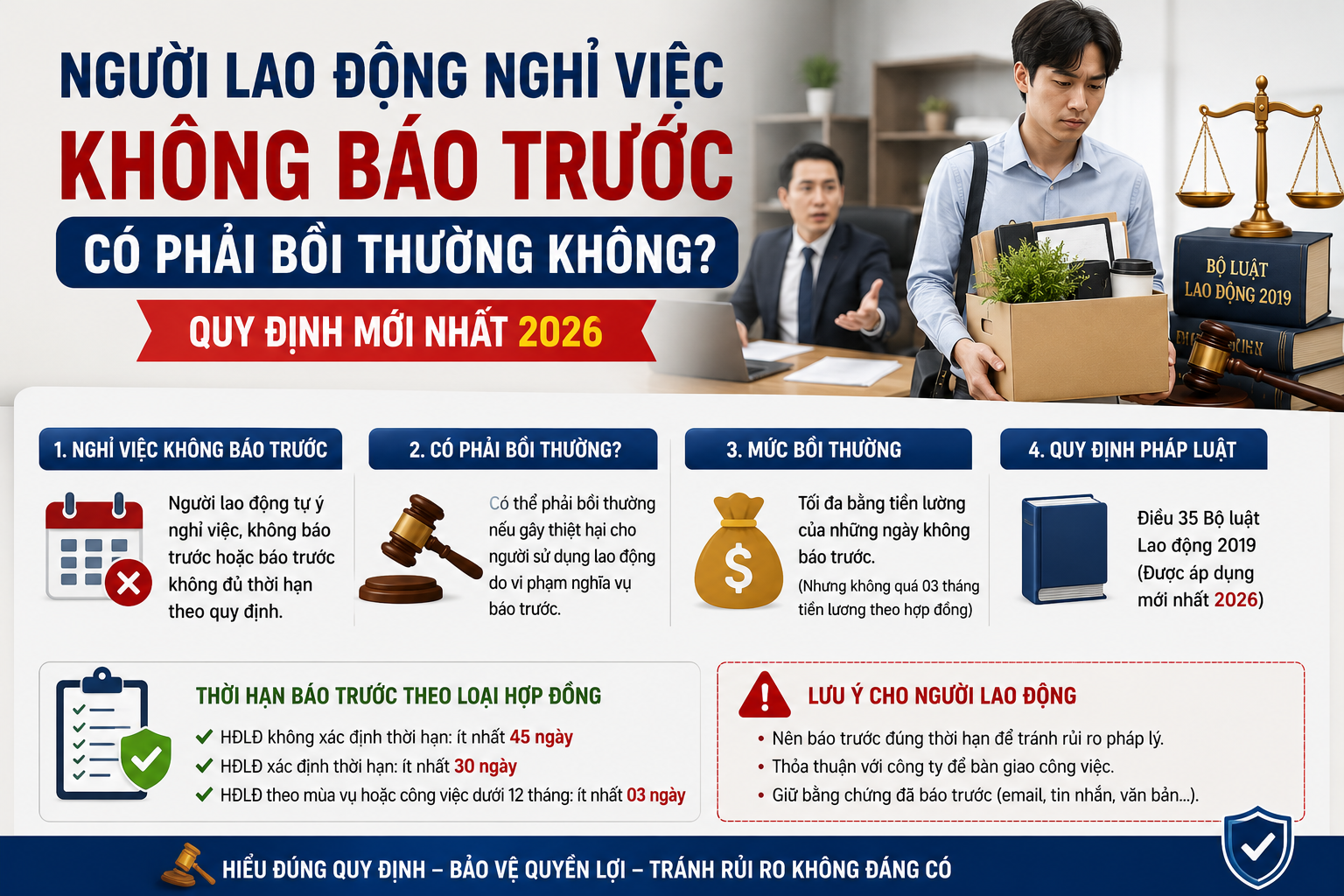 Người Lao Động Nghỉ Việc Không Báo Trước Có Phải Bồi Thường Không? Quy Định Mới Nhất 2026