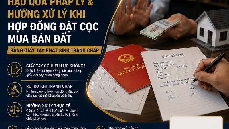 Hậu Quả Pháp Lý Và Hướng Xử Xử Lý Khi Hợp Đồng Đặt Cọc Mua Bán Đất Bằng Giấy Tay Phát Sinh Tranh Chấp