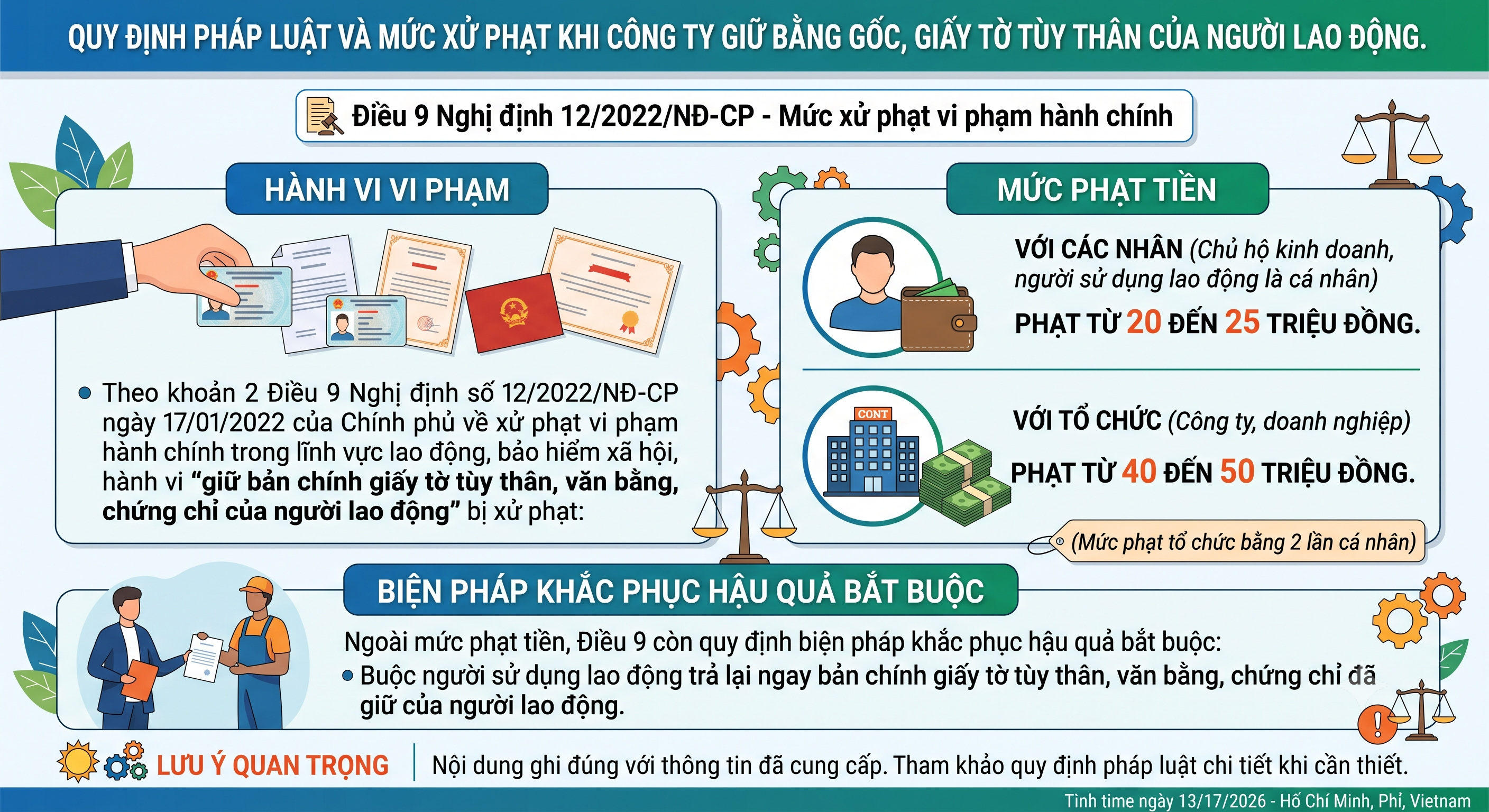 Công ty giữ bằng gốc của người lao động vi phạm pháp luật - quy định và mức phạt