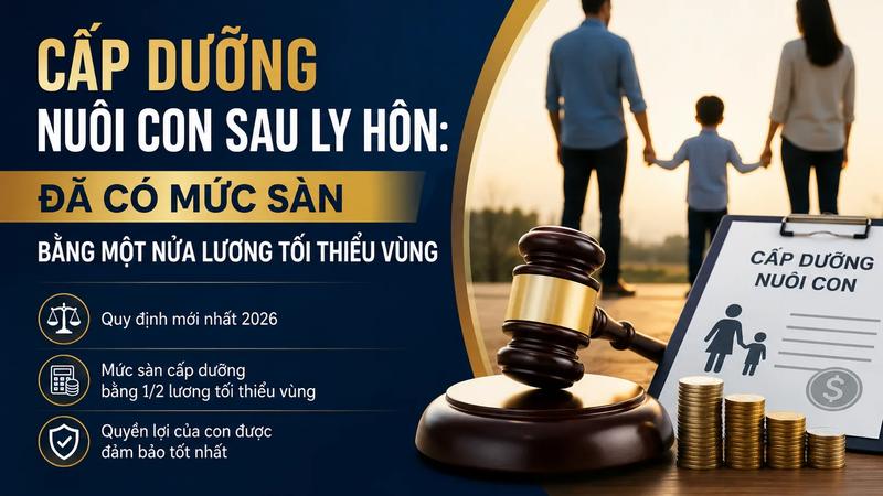 Cấp Dưỡng Nuôi Con Sau Ly Hôn: Đã Có Mức Sàn Bằng Một Nửa Lương Tối Thiểu Vùng
