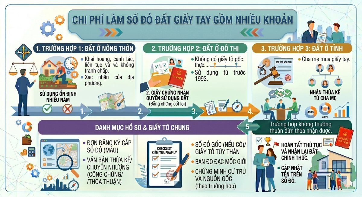 Tổng hợp chi phí làm sổ đỏ đất giấy tay - các khoản phải nộp và cách tính