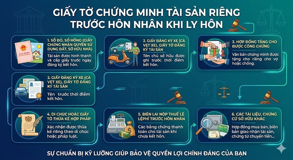 Giấy tờ chứng minh tài sản riêng trước hôn nhân khi ly hôn