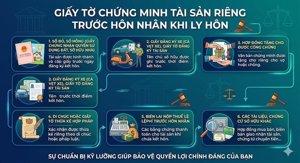 Giấy tờ chứng minh tài sản riêng trước hôn nhân khi ly hôn