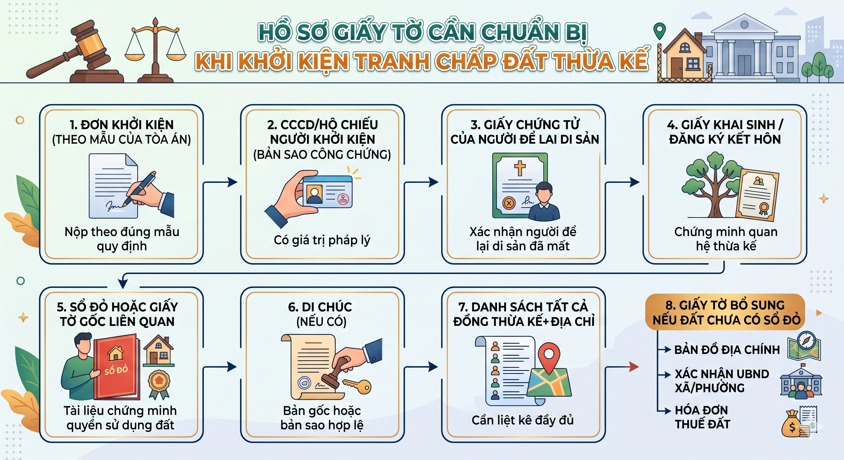 Hồ sơ giấy tờ cần chuẩn bị khi khởi kiện tranh chấp đất thừa kế - N.H Legal