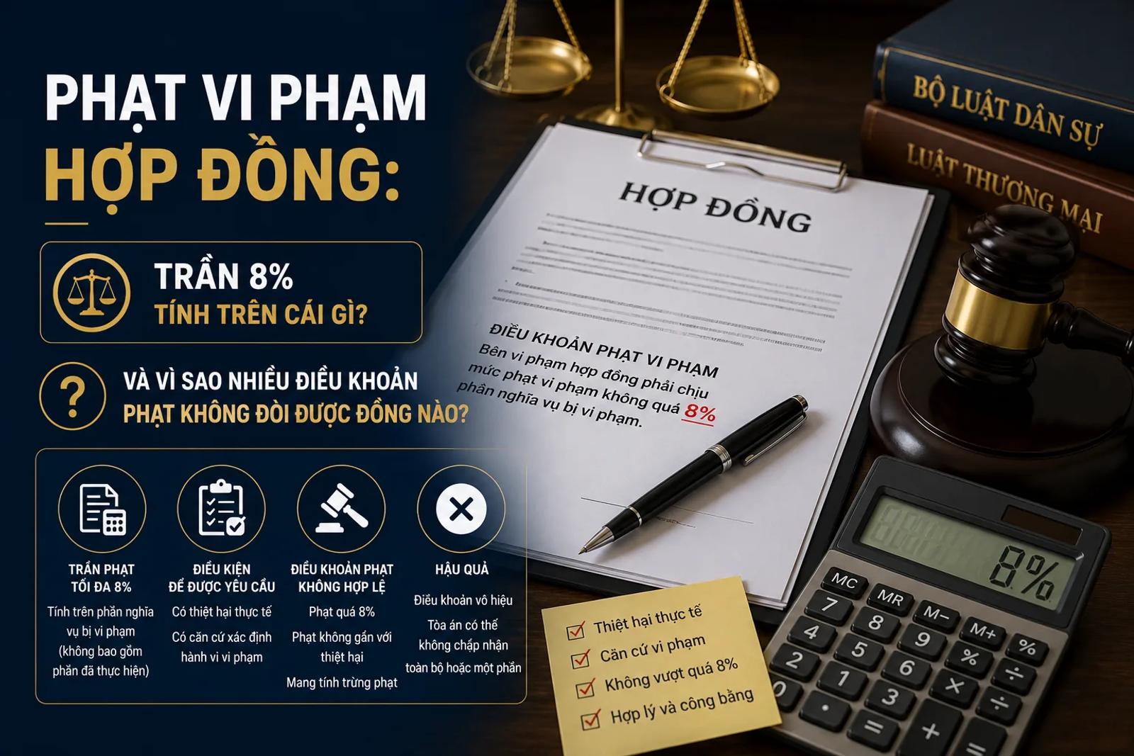 Phạt Vi Phạm Hợp Đồng: Trần 8% Tính Trên Cái Gì Và Vì Sao Nhiều Điều Khoản Phạt Không Đòi Được Đồng Nào