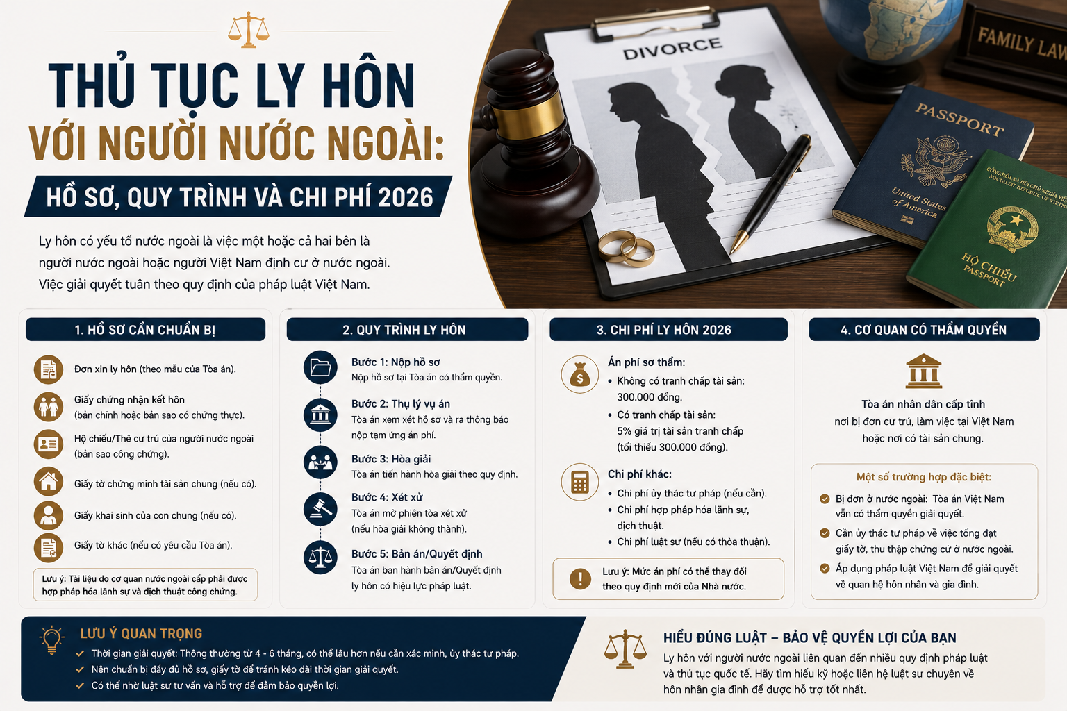 Thủ Tục Ly Hôn Với Người Nước Ngoài: Hồ Sơ, Quy Trình Và Chi Phí 2026